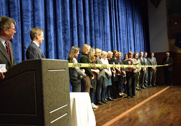 Ribbon cutting for Bronxville Schools' newly renovated auditorium.
